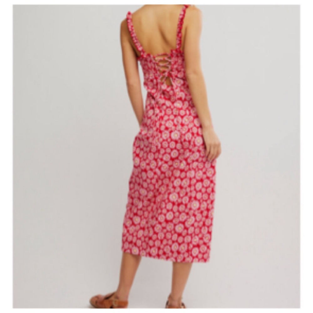 Free People LUCINDA FLORAL PRINT MIDI DRESS SIZE MEDIUM - Picture 6 of 11